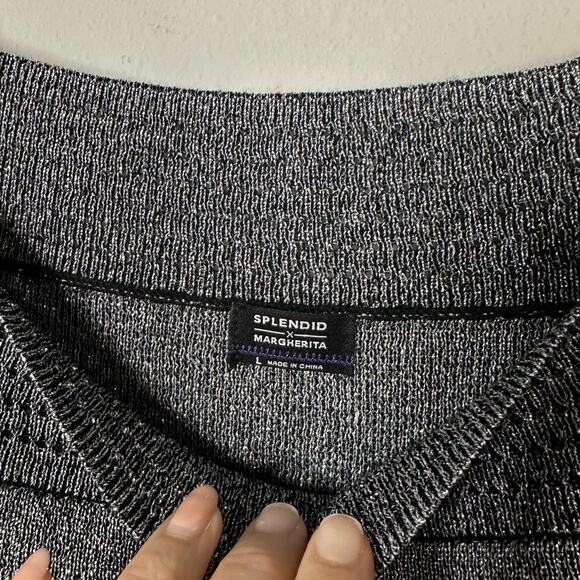 Splendid x Margherita Silver Sparkly Knit Sleeveless Top Women's Large - Picture 5 of 7